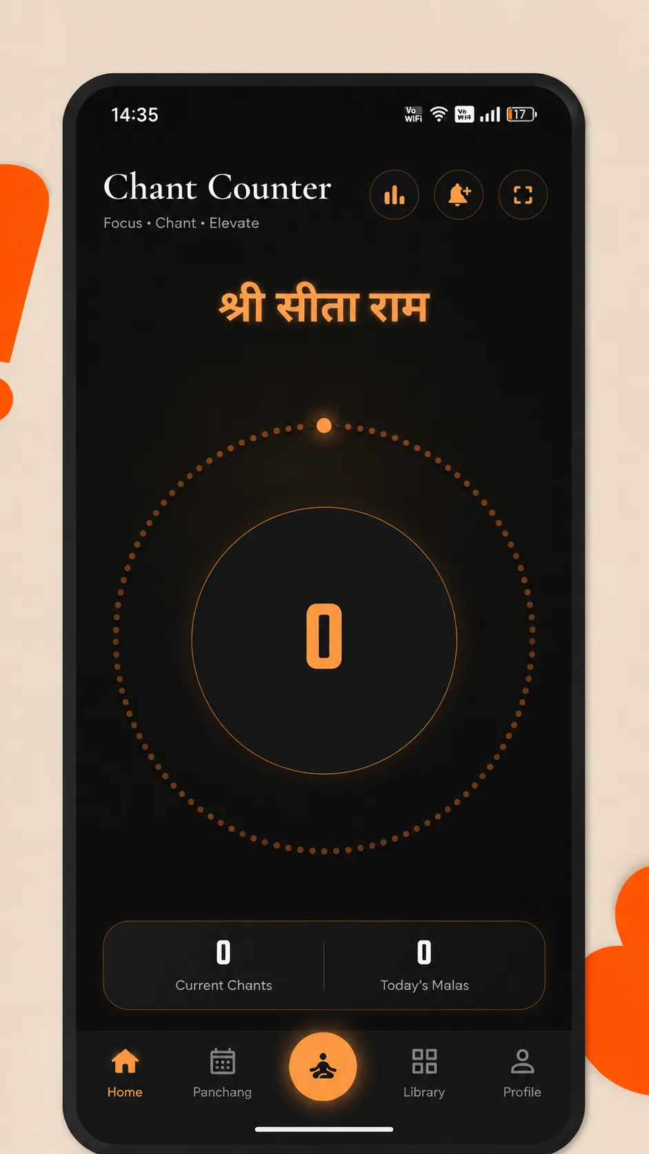 Chant Counter Screen interface